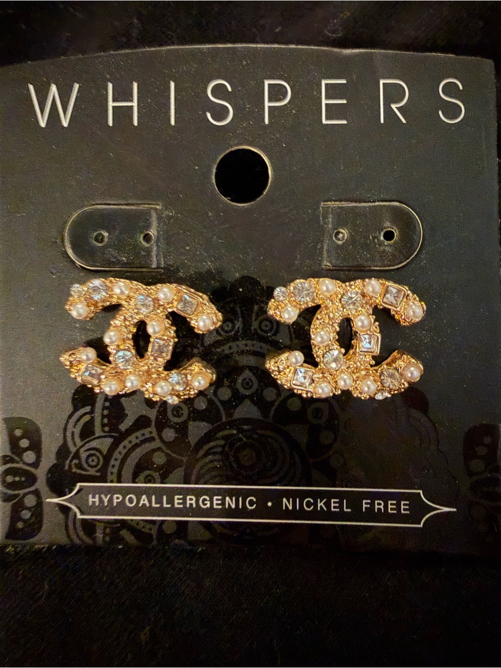 Gold Crystal and Seed Pearl Stud Earrings